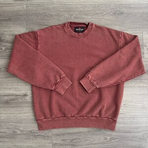 AMERICAN GIANT Unisex Vintage Oversized Sweatshirt Large Faded Red Fleece Retro